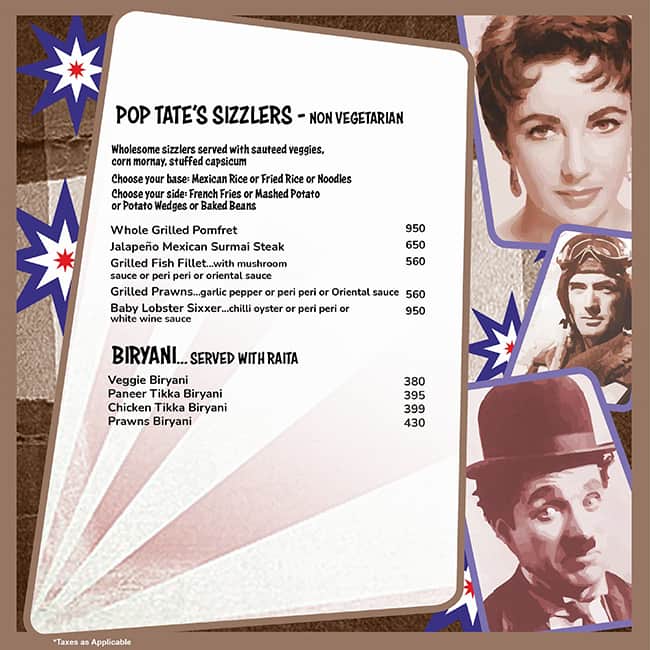 Pop Tate's Vashi menu
