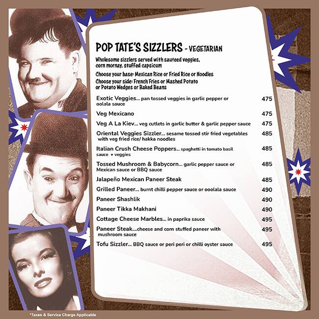Pop Tate's Vashi menu