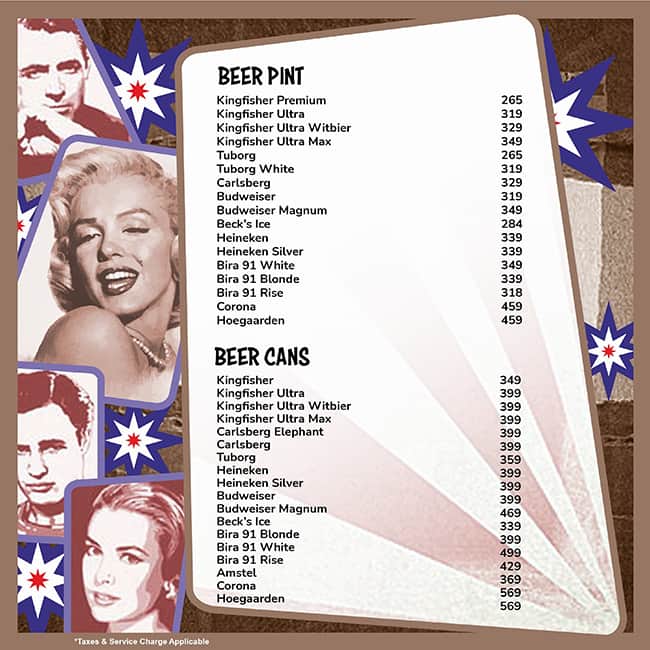 Pop Tate's Vashi menu