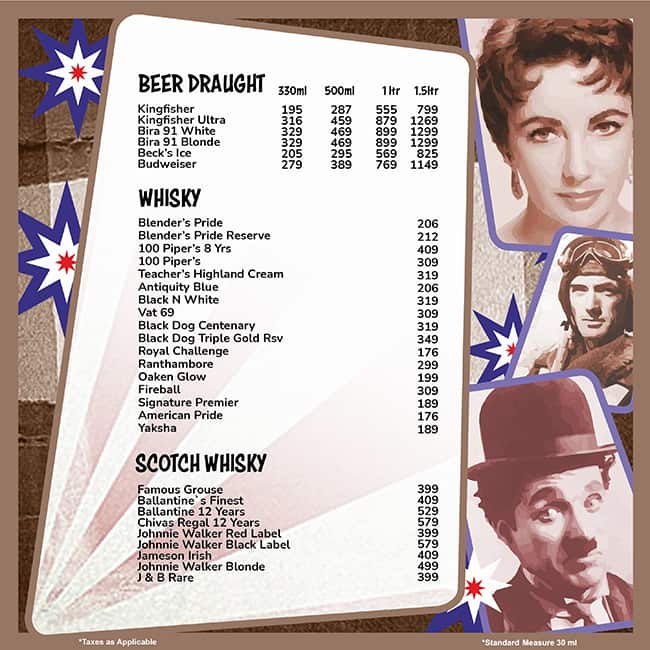 Pop Tate's Vashi menu