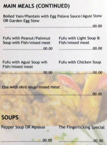 Finger Licking Croydon menu
