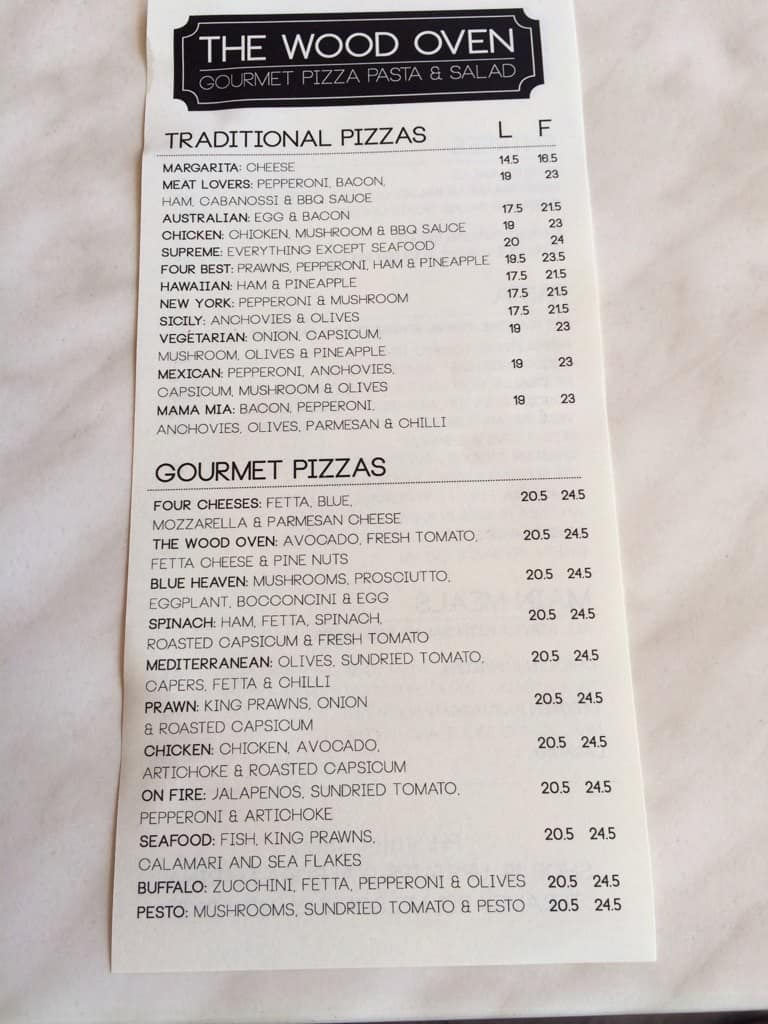 The Wood Oven Menu, Menu for The Wood Oven, Nelson Bay, Nelson Bay Urbanspoon/Zomato