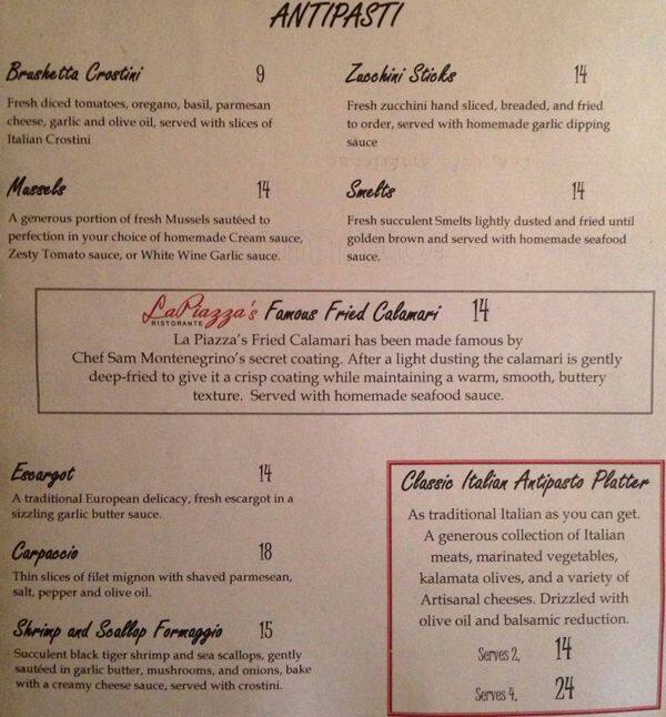 La Piazza Menu Menu For La Piazza Manotick Ottawa Urbanspoon Zomato