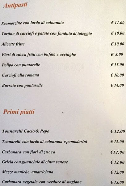 Cacio E Pepe A Milano Foto Del Menu Con Prezzi Zomato Italy