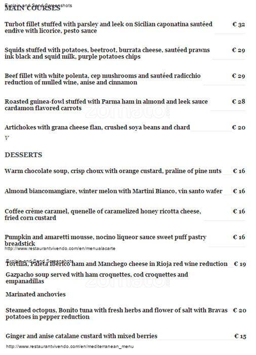 Menu di Vivendo 
