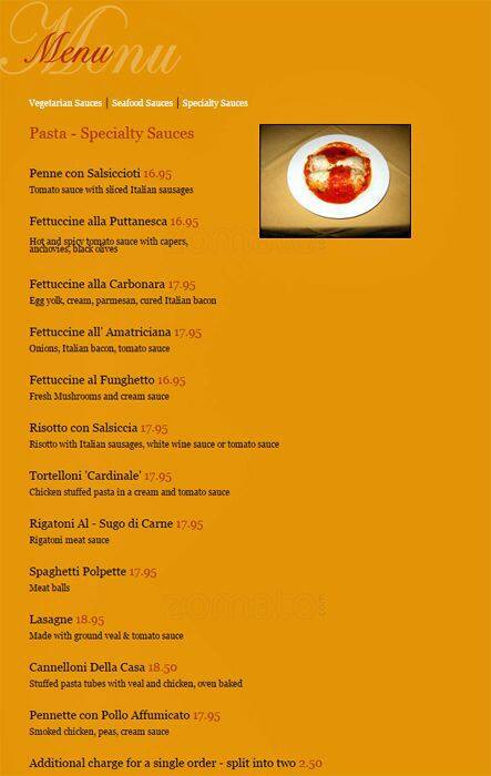 Arriva Ristorante menu