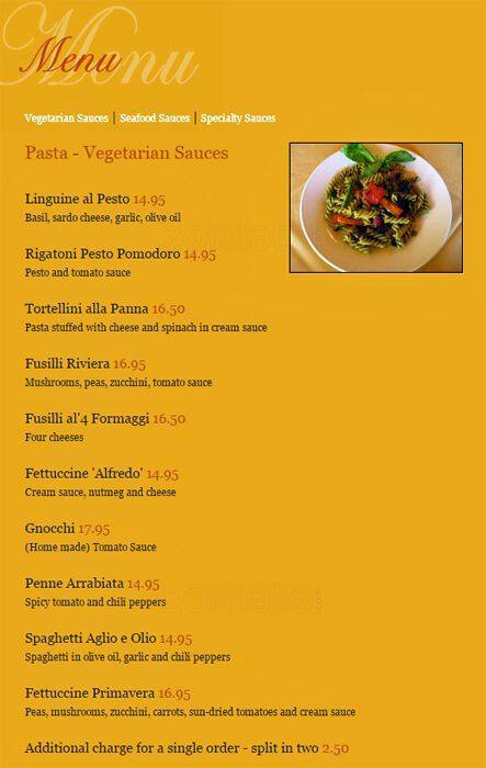 Arriva Ristorante menu