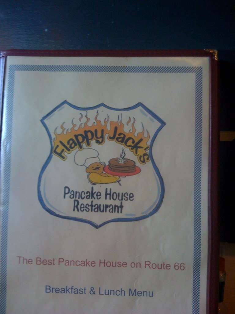 Menu at Flappy Jack's Pancake House restaurant, Glendora