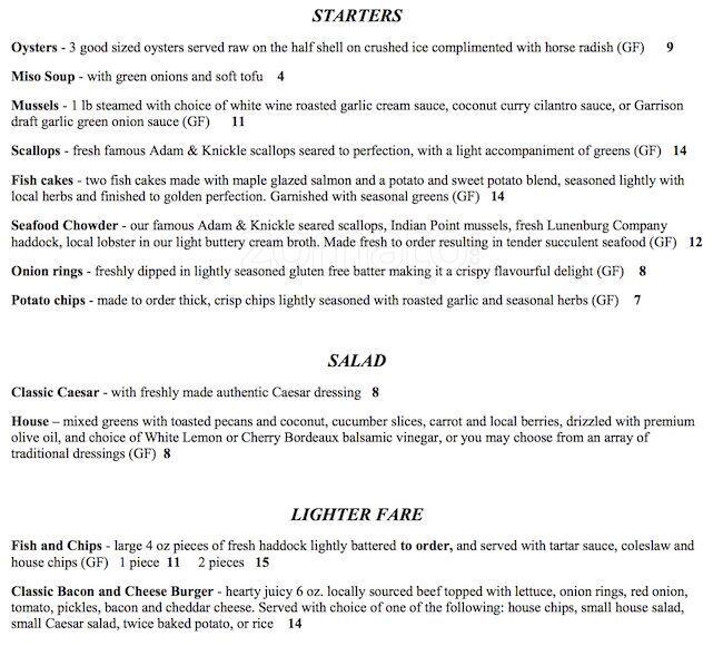 Rum Runner Restaurant Menu, Menu for Rum Runner Restaurant, Lunenburg