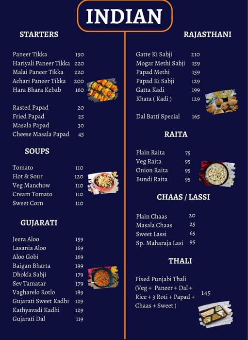 Menu of Kanhaiyalal Restaurant & Cafe, Naranpura, Ahmedabad