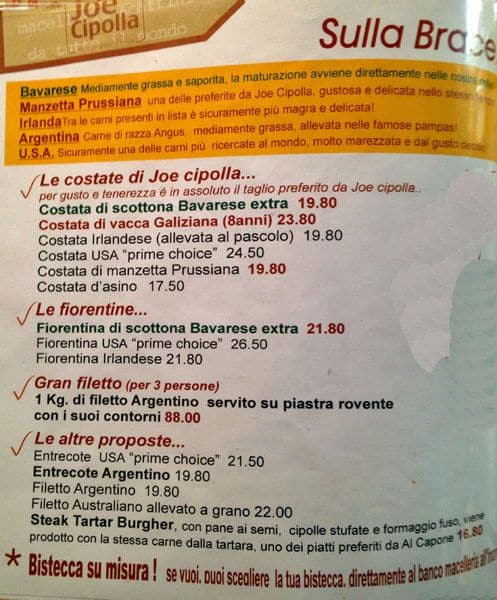 Menu di Joe Cipolla 