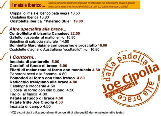 Menu di Joe Cipolla 