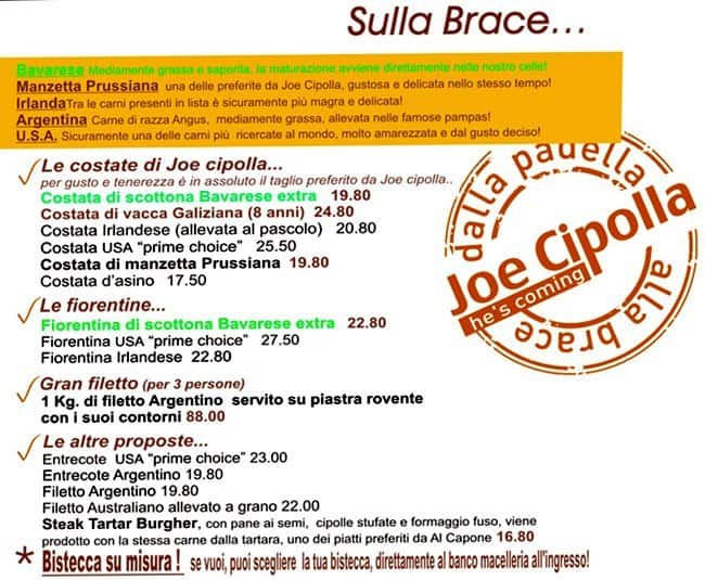 Menu di Joe Cipolla 