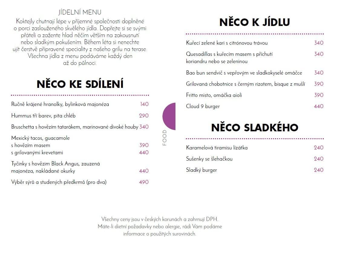 Cloud 9 Sky Bar & Lounge Hilton Prague Hotel Menu Lunchtime/Zomato