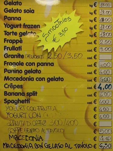 Menu di Candy Cream Gelateria 