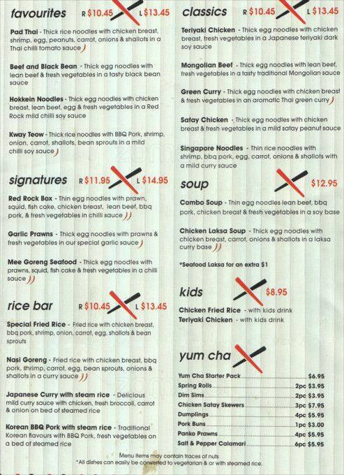 Red Rock Noodle Bar Menu Menu For Red Rock Noodle Bar Goodna Brisbane