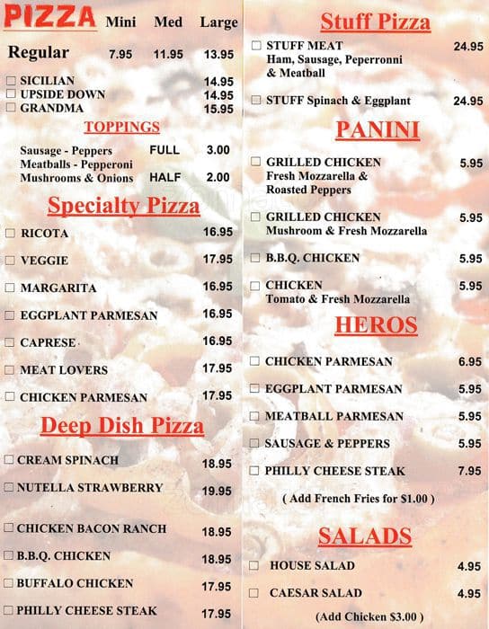 Italian Express Pizza Menu at Lucio Griffin blog