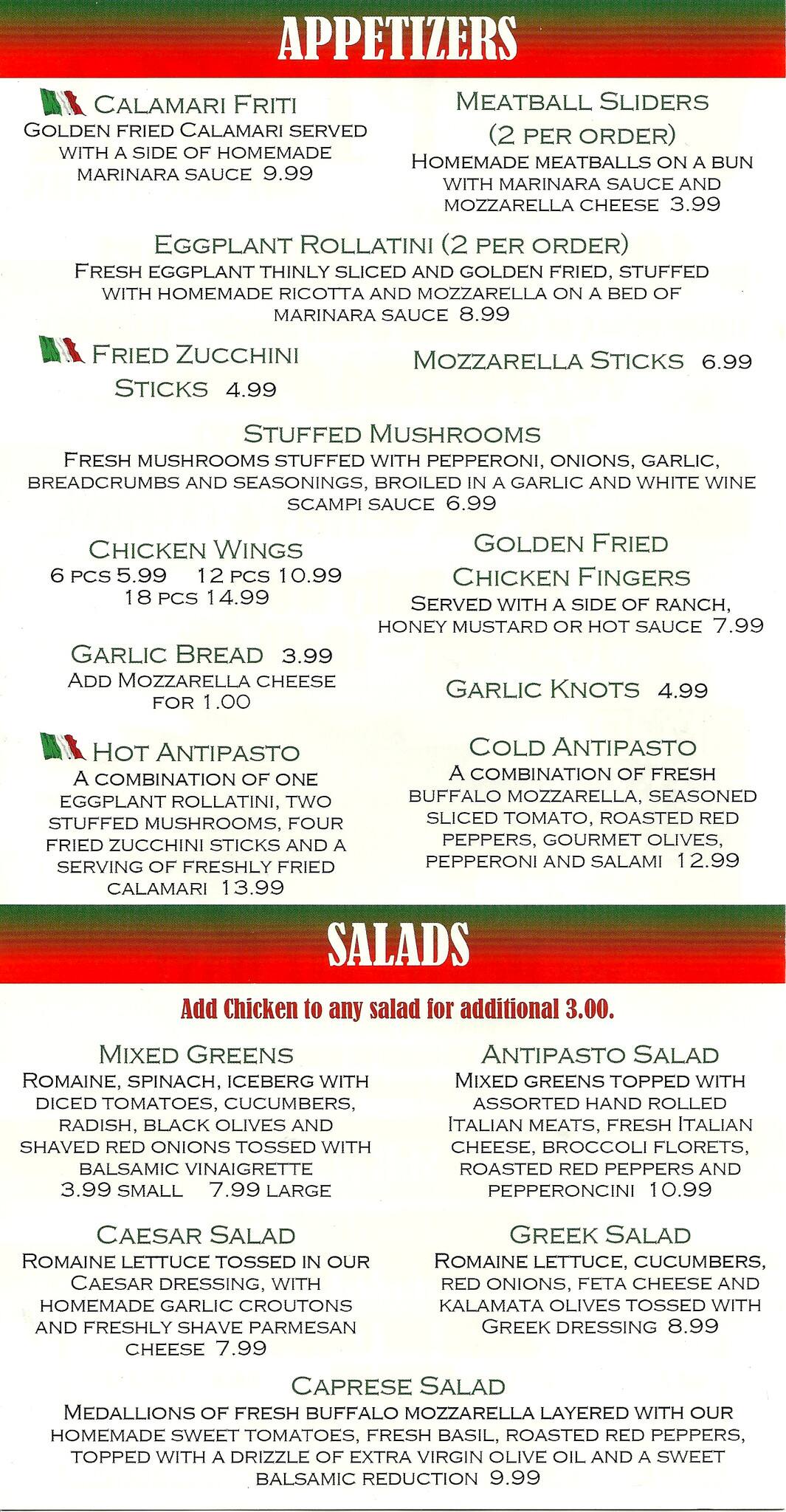 East Side Pizza Menu, Menu for East Side Pizza, Summerlin, Las Vegas