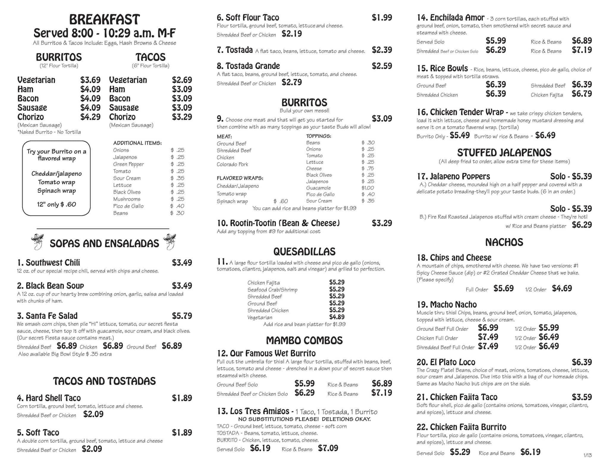 Menu at Jalapeños Mexican Restaurant, Lansing