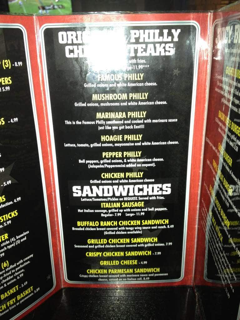 time out sports bar and grill menu