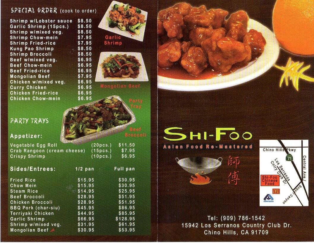 Shi Foo Menu, Menu for Shi Foo, Chino Hills, Inland Empire Urbanspoon