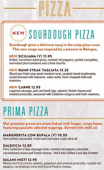 ASK Italian menu
