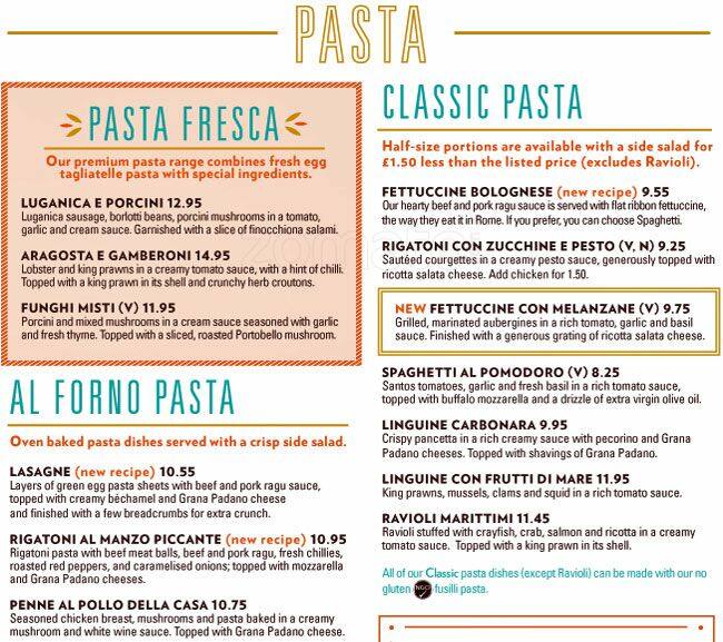 ASK Italian menu