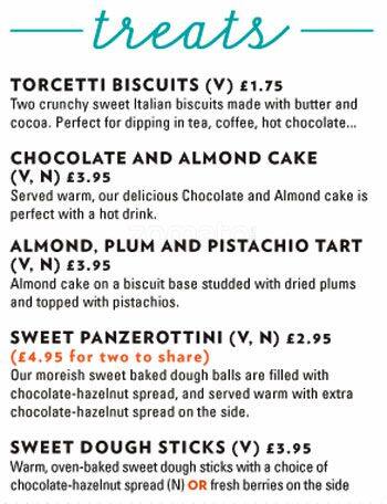 ASK Italian menu