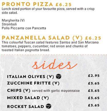 ASK Italian menu