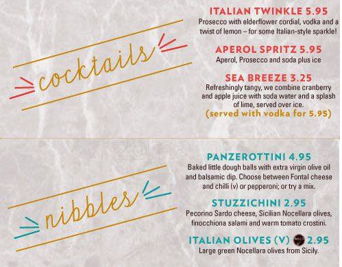 ASK Italian menu