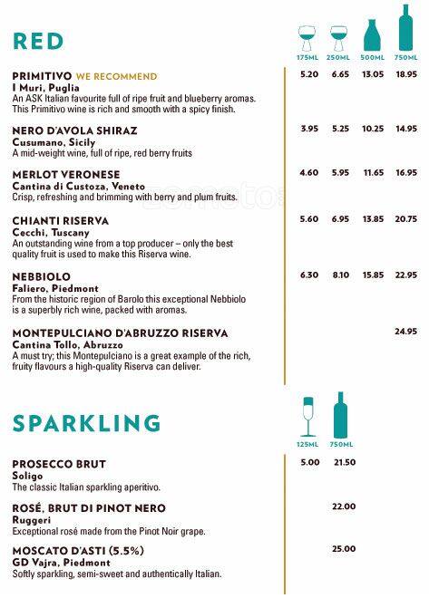 ASK Italian menu