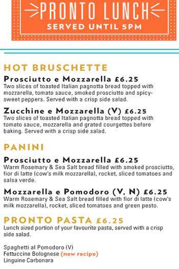 ASK Italian menu