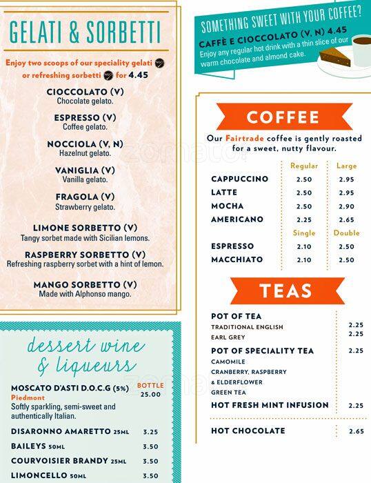 ASK Italian menu