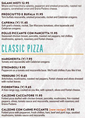 ASK Italian menu