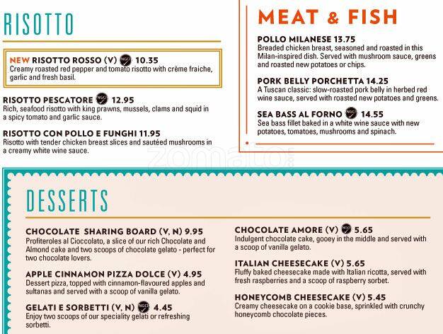 ASK Italian menu