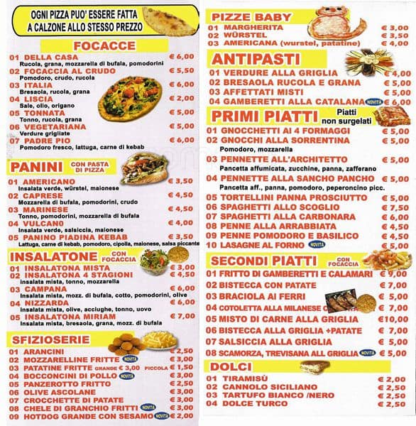 Menu di Pizzeria Padre Pio 