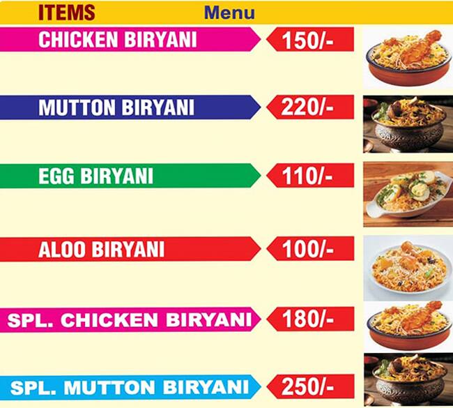 Menu of Haji Biryani House, Behala, Kolkata