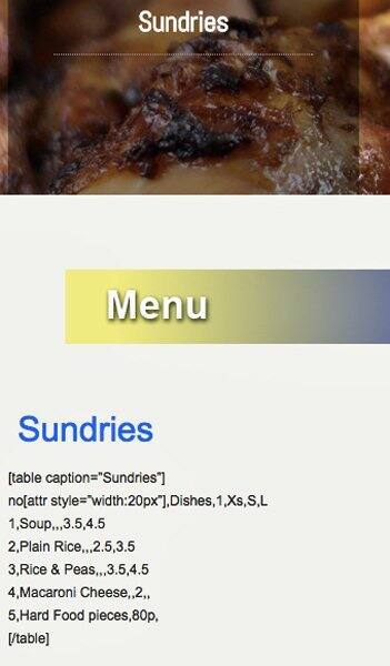Calabash menu