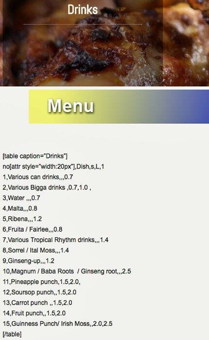 Calabash menu