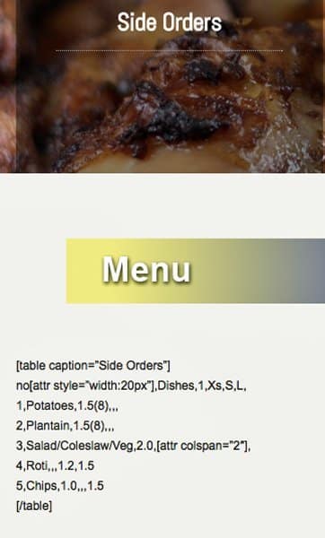 Calabash menu