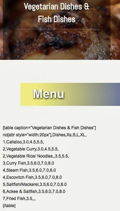 Calabash menu