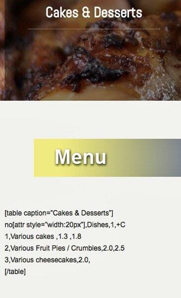 Calabash menu