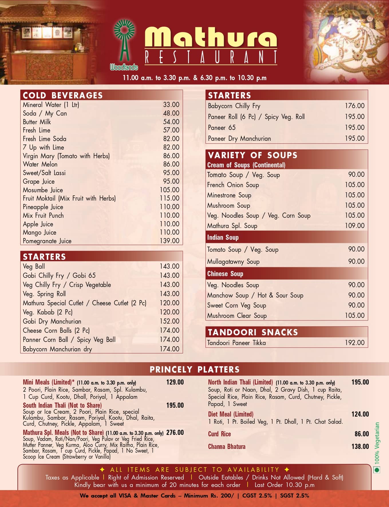 Mathura Restaurant menu