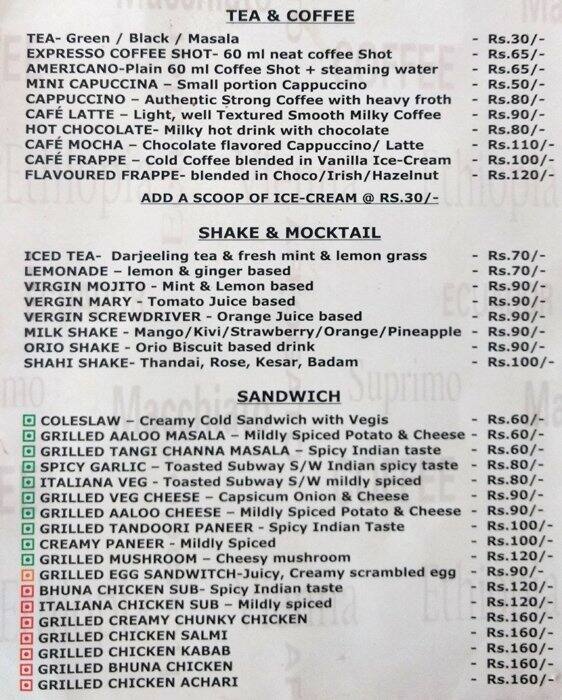Bake Chef menu
