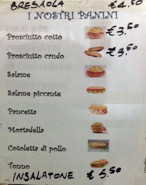 Menu di Bar da Giorgia 