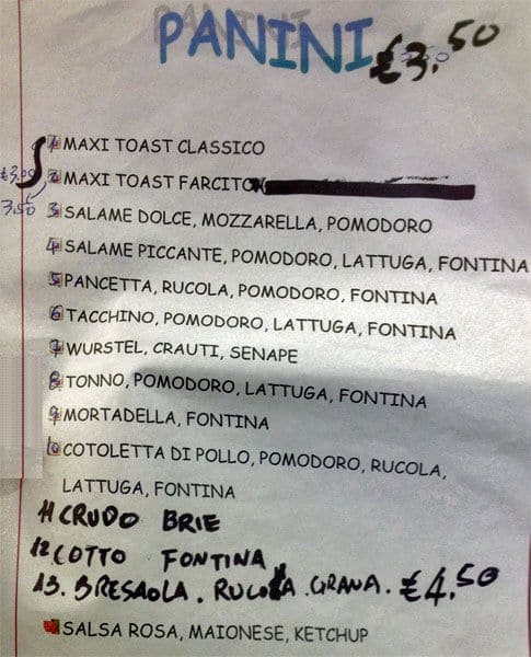 Menu di Bar da Giorgia 