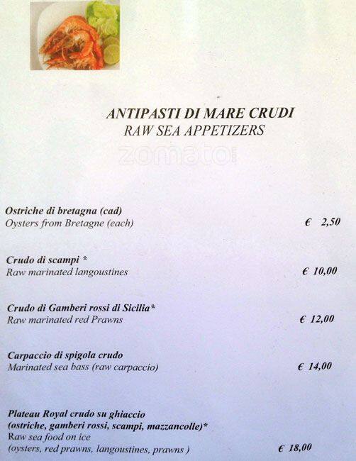 Menu di Ristorante 'L'Eccellenza' di Corsetti in Borgo 