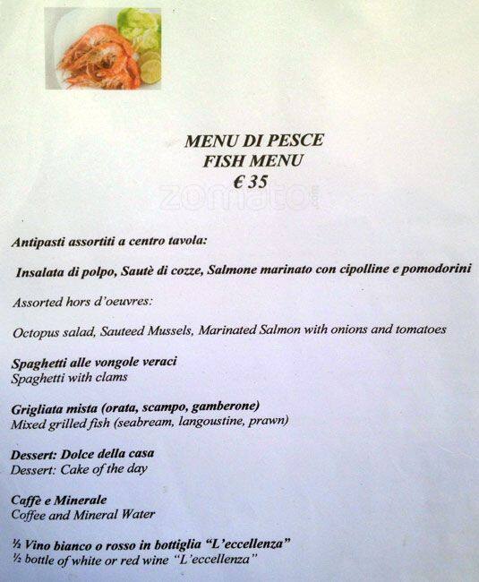 Menu di Ristorante 'L'Eccellenza' di Corsetti in Borgo 