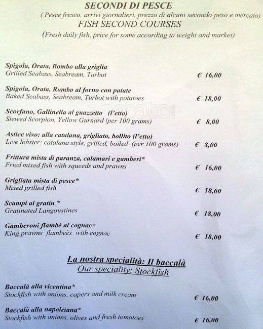 Menu di Ristorante 'L'Eccellenza' di Corsetti in Borgo 