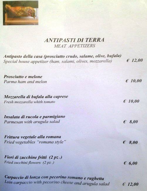 Menu di Ristorante 'L'Eccellenza' di Corsetti in Borgo 